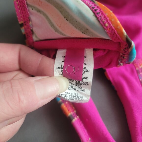 Op Swimsuit Womens 5 Pink Striped Bikini Onepiece Y2K Cutout Halter Beach Travel - Picture 7 of 9